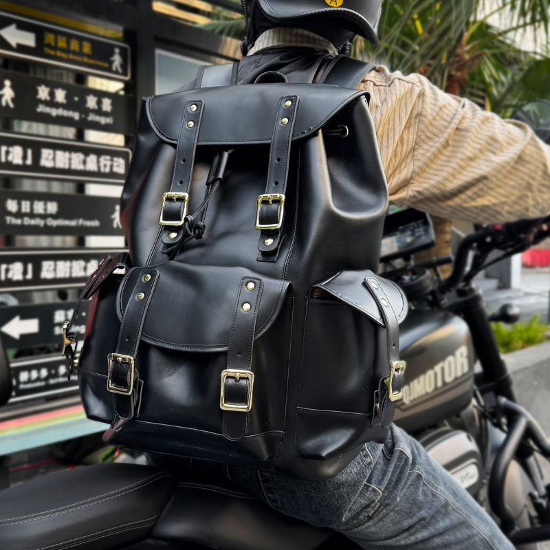 Leather Backpack Vintage - حقيبة ظهر جلدية فاخرة جديدة للرجال