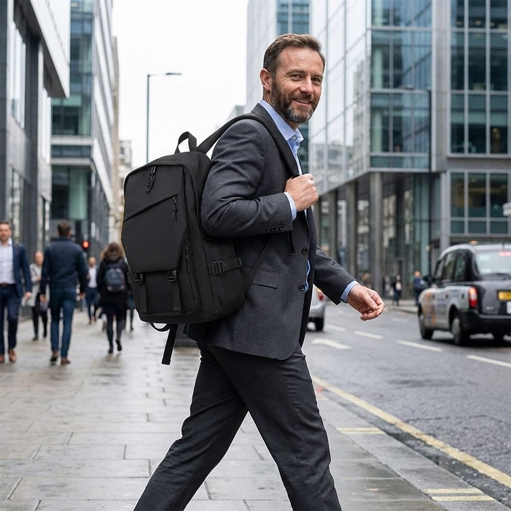 Canvas Backpack Casual - حقيبة ظهر رجالية أنيقة للأعمال باللون