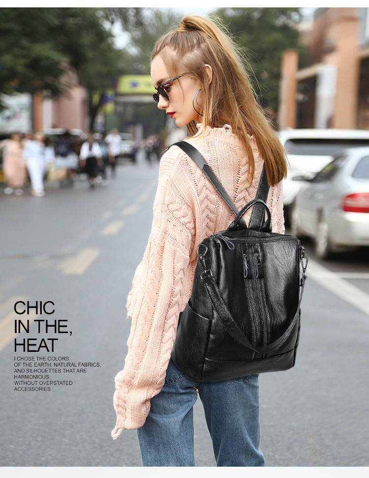 Mini Backpack Purse - المرأة حقيبة جلدية ناعمة مدرسة سوداء