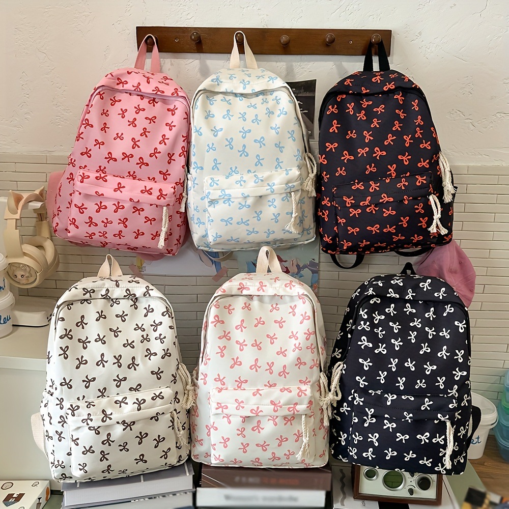 Fashion Backpack Women - حقيبة ظهر جميلة بتصميم فيونكة، جديدة