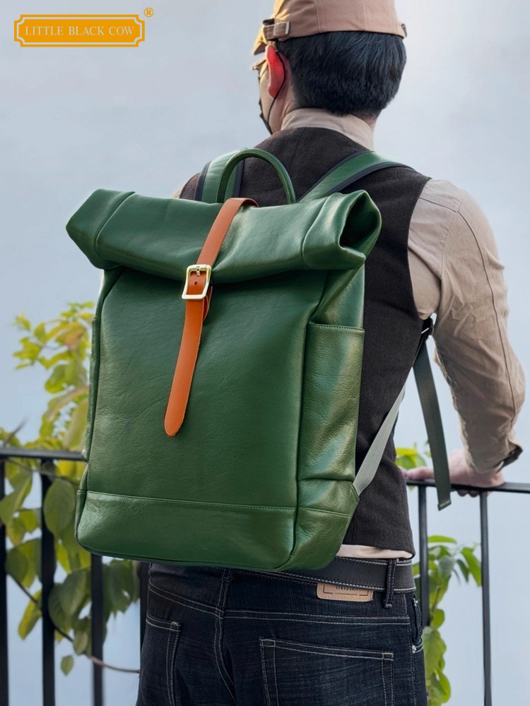 حقيبة ظهر رجالية كبيرة السعة م - مراجعة Leather Backpack Vintage وسعره