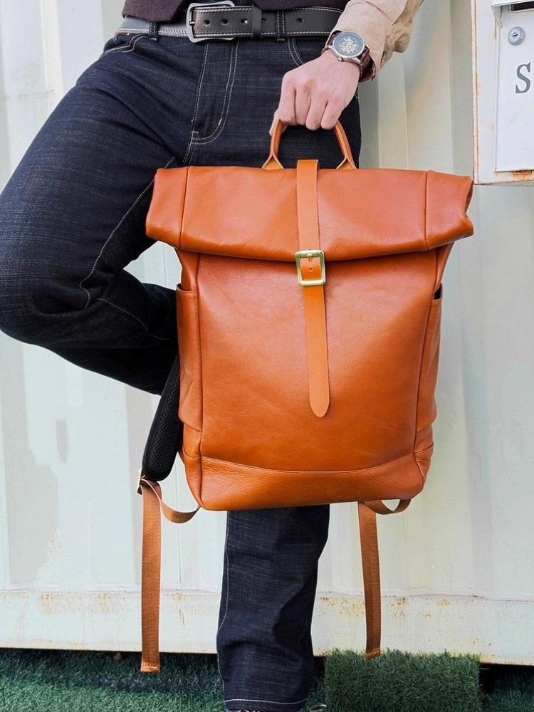 حقيبة ظهر رجالية كبيرة السعة م - مراجعة Leather Backpack Vintage وسعره