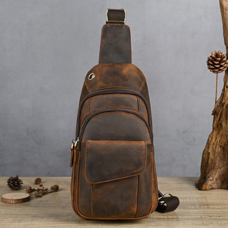 حقيبة صدر رجالية فاخرة متعددة  - مراجعة Leather Backpack Vintage وسعره