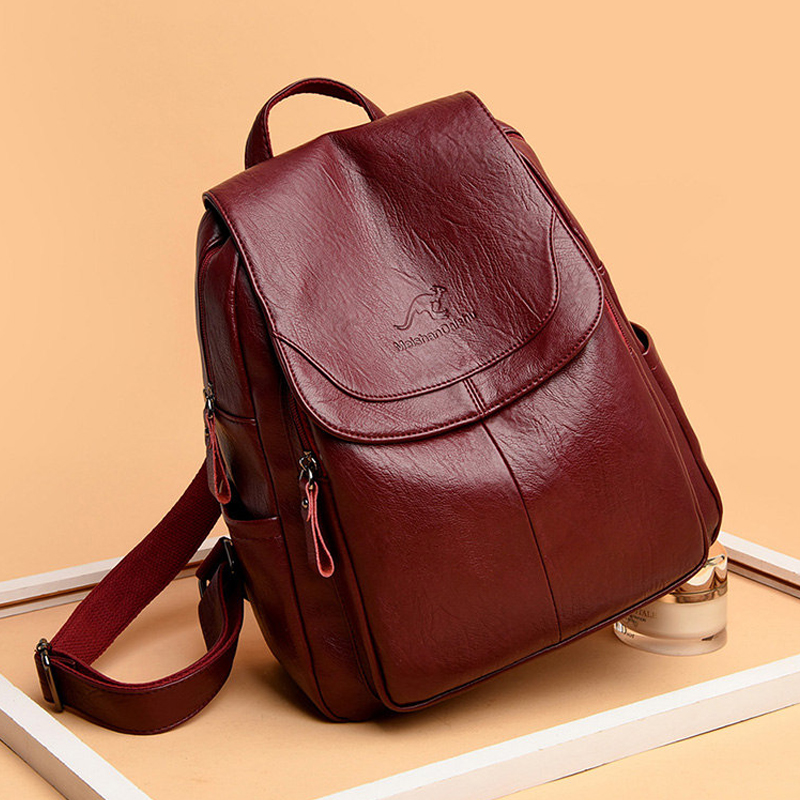 9 ألوان المرأة حقائب ظهر جلدية - مراجعة Leather Backpack Vintage وسعره