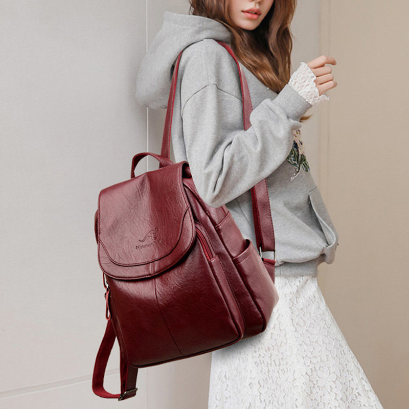 9 ألوان المرأة حقائب ظهر جلدية - مراجعة Leather Backpack Vintage وسعره