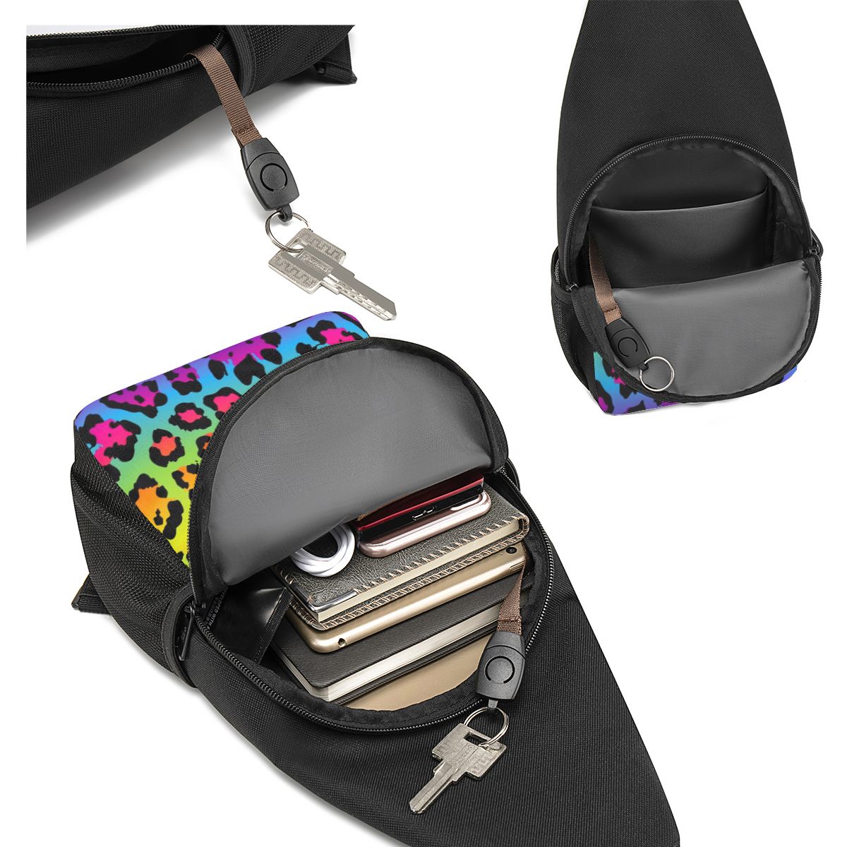 حقيبة صدر بطبعة جلد الفهد بألو - مراجعة Sling Backpack Shoulder وسعره
