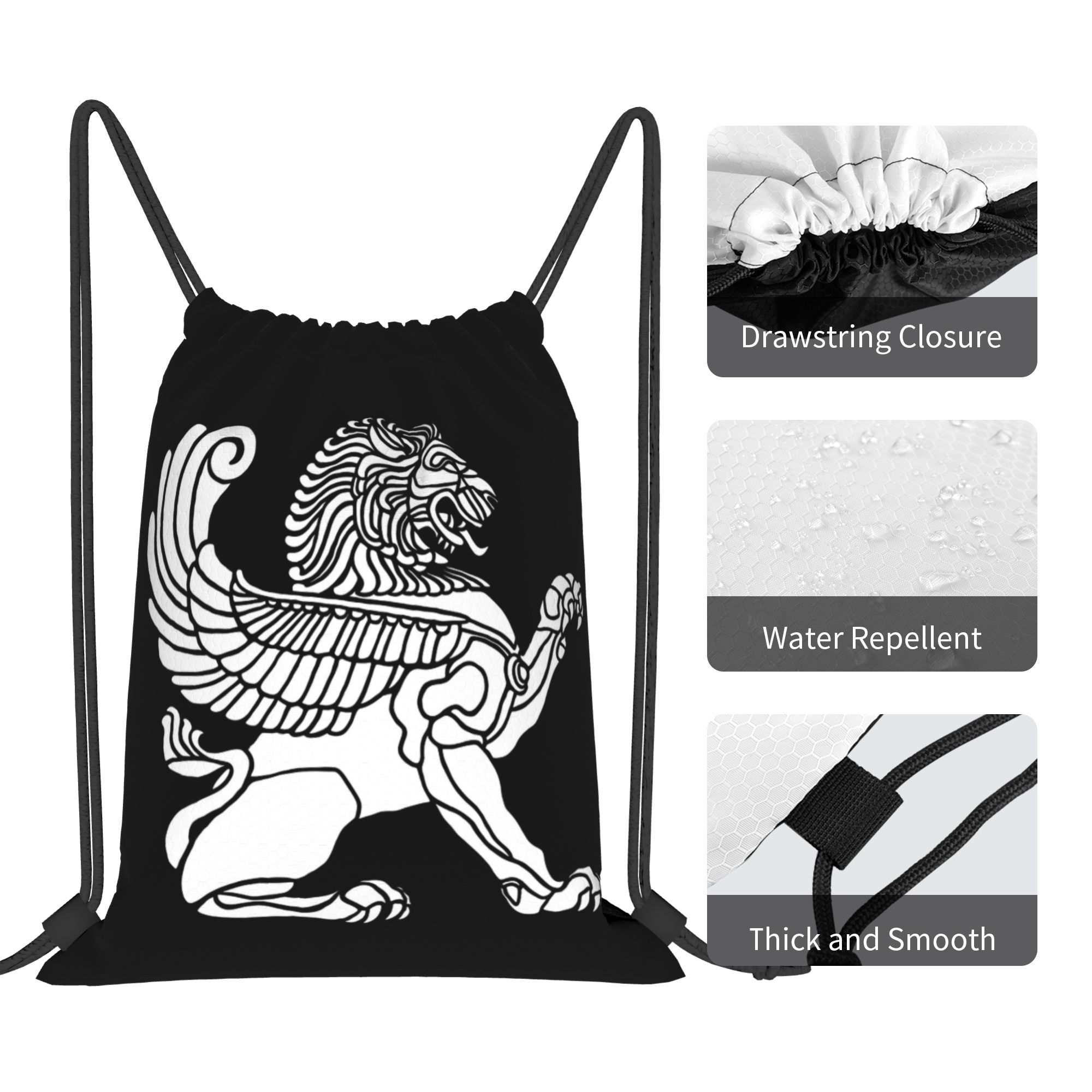 حقيبة ظهر برباط بتصميم أسد فار - مراجعة Drawstring Gym Bag وسعره
