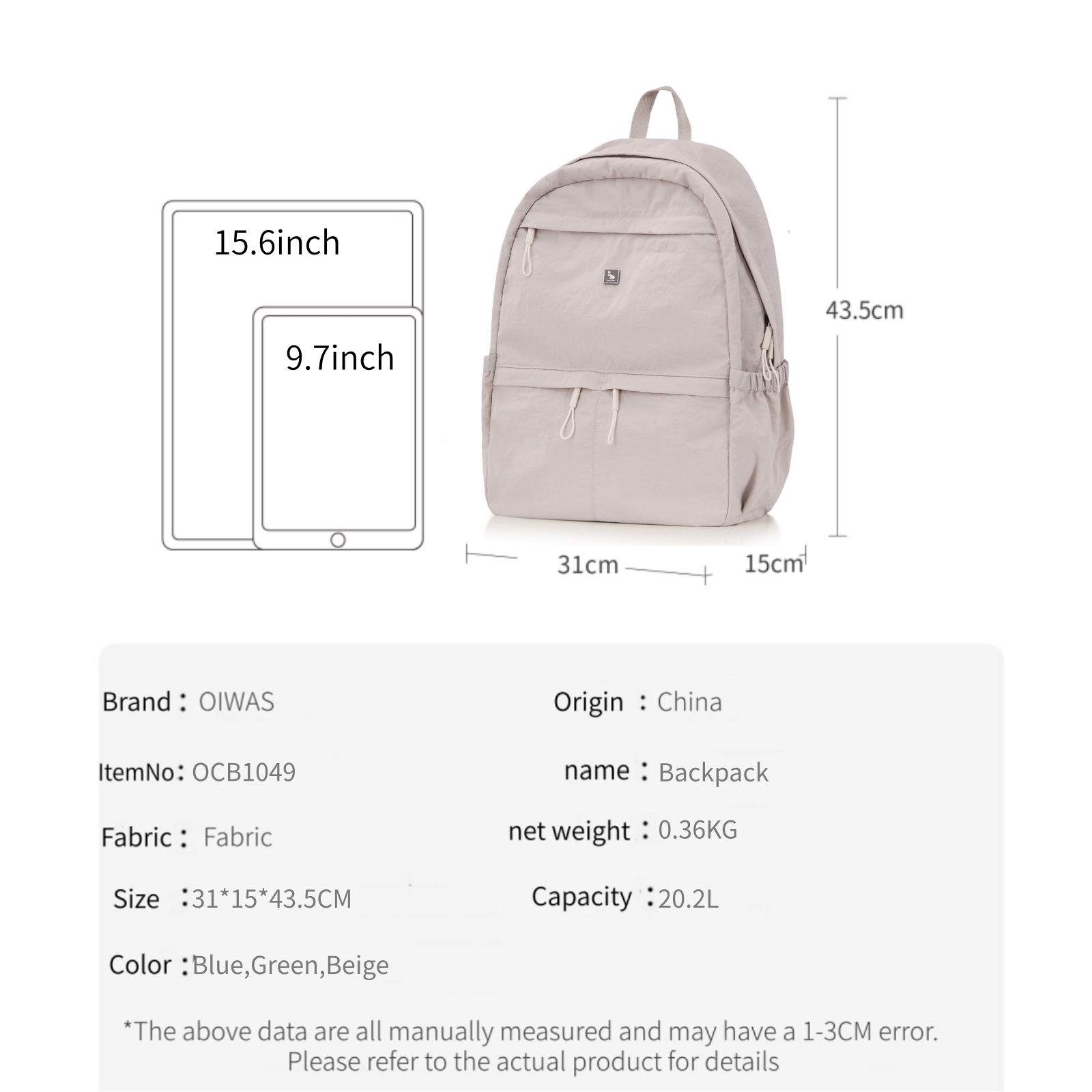 حقيبة ظهر OIWAS خفيفة الوزن لل - مراجعة Canvas Backpack Casual وسعره